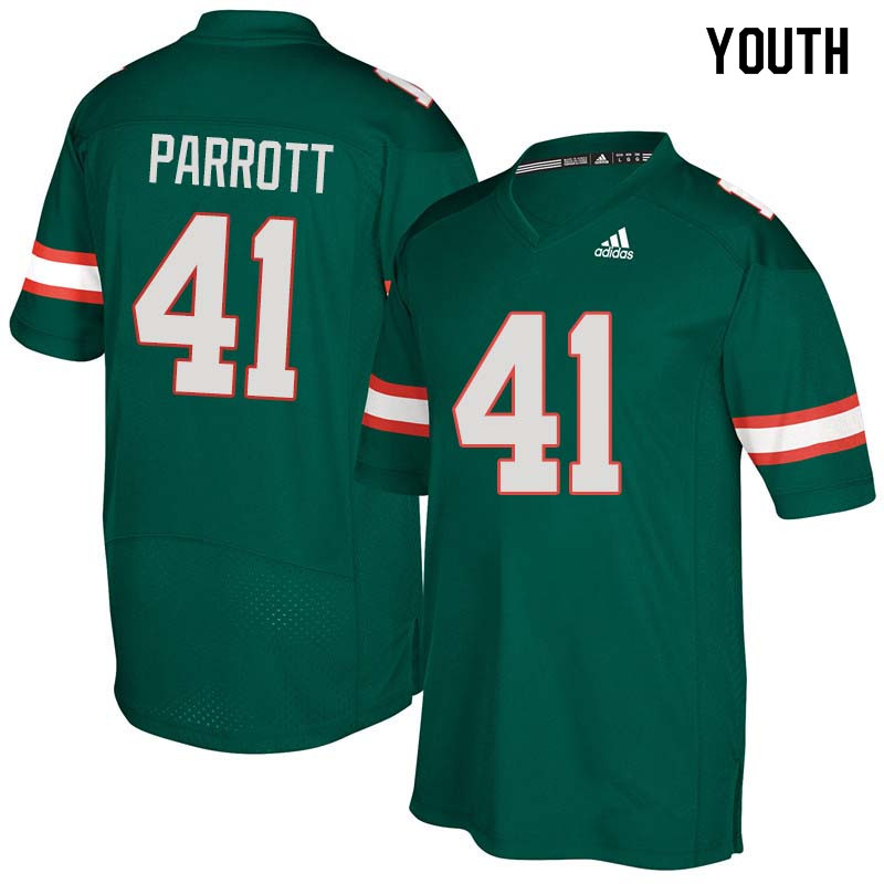 Youth Miami Hurricanes #41 Michael Parrott College Football Jerseys Sale-Green - Click Image to Close